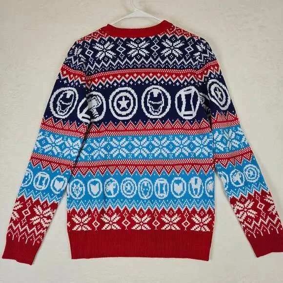 Disney Avengers Superhero Ugly Christmas Sweater Holiday Jumper Mens small 0750 - Picture 2 of 7